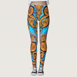 Belles Leggings d'Art Abstrait Traditionnel