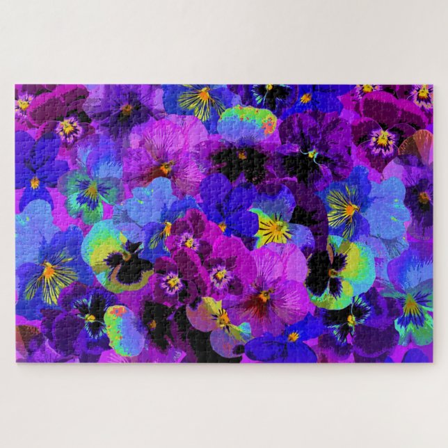 Belles Pansies Puzzle Violet Fleurs (Horizontal)