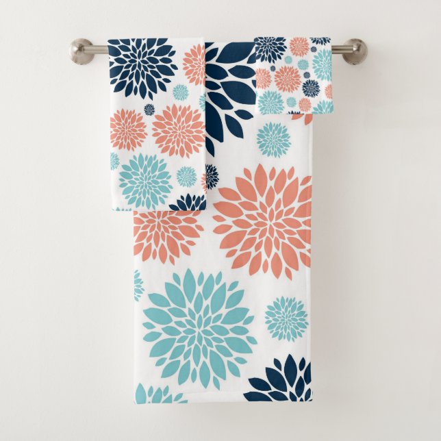 Belles Serviettes De Bain Florales (En situation)