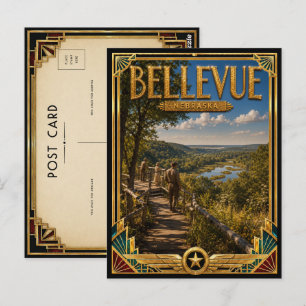 Bellevue Nebraska Vintage Art Deco Golden Age Postcard