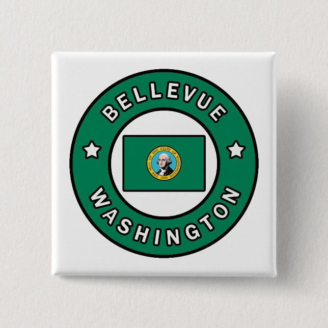 Bellevue Washington 2 Inch Square Button (Front)