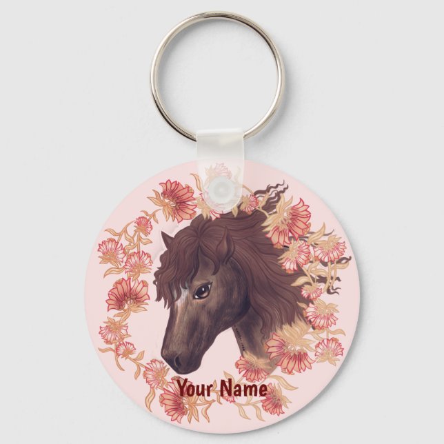 Bellflower Chestnut Horse  Keychain (Front)