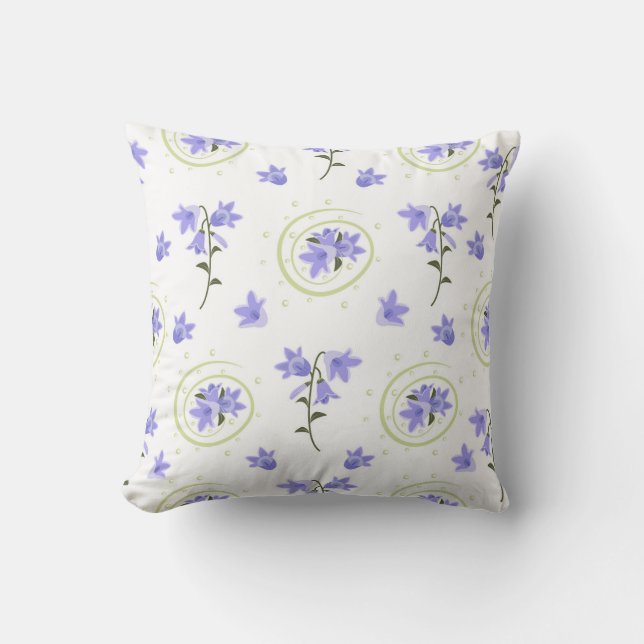 Bellflower seamless pattern throw pillow (Front)