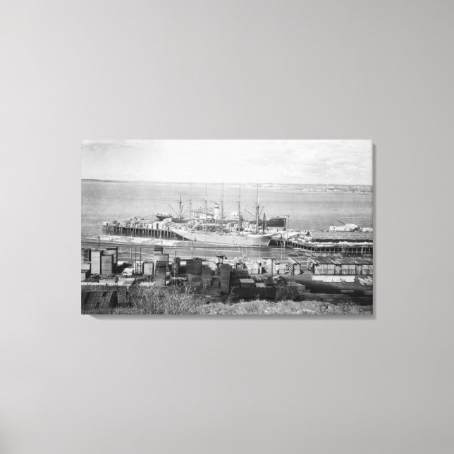 Bellingham, WA Docks View of Lumber Ships Canvas Print (Front)