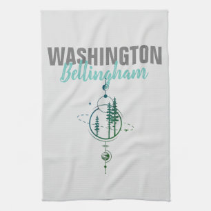 Bellingham Washington Geometric Trees Kitchen Towel