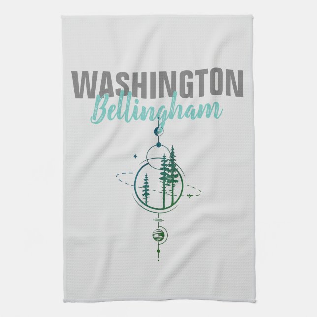 Bellingham Washington Geometric Trees Kitchen Towel (Vertical)