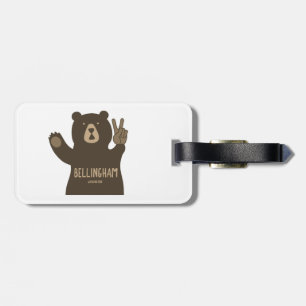 Bellingham Washington Peace Bear Luggage Tag