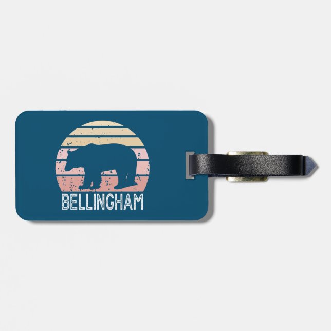 Bellingham Washington Retro Bear Luggage Tag (Back Horizontal)