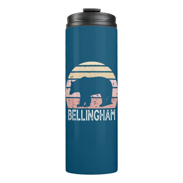 Bellingham Washington Retro Bear Thermal Tumbler (Front)