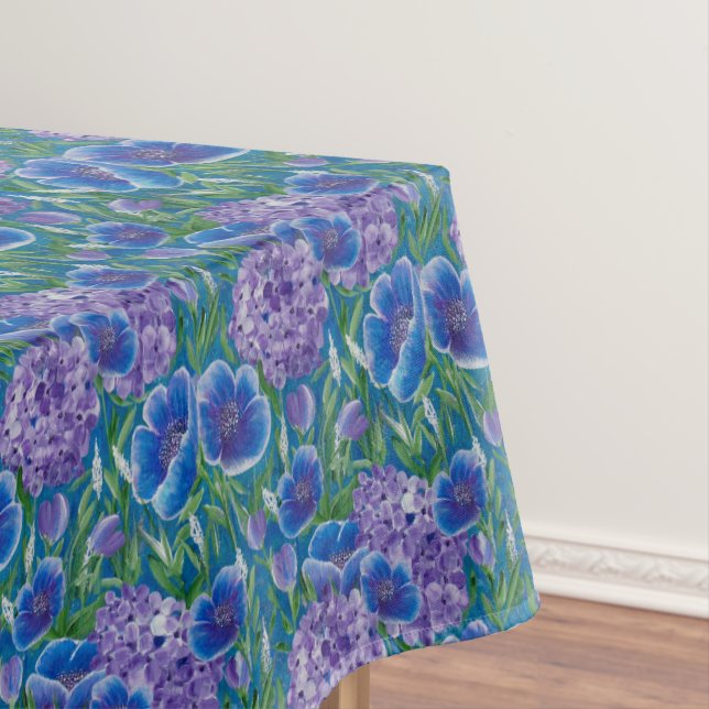 Bellisima Floral Hydrangeas & Poppies Table Cloth (In Situ)