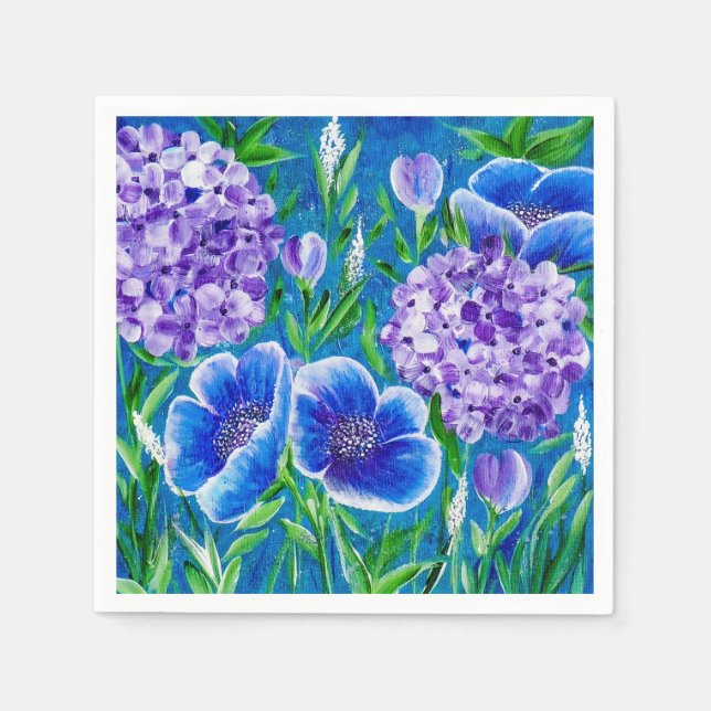 Bellisima Hydrangea Floral Napkins (Front)