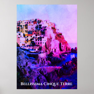 ** Bellissima + Italian Language Cinque Terre Poster