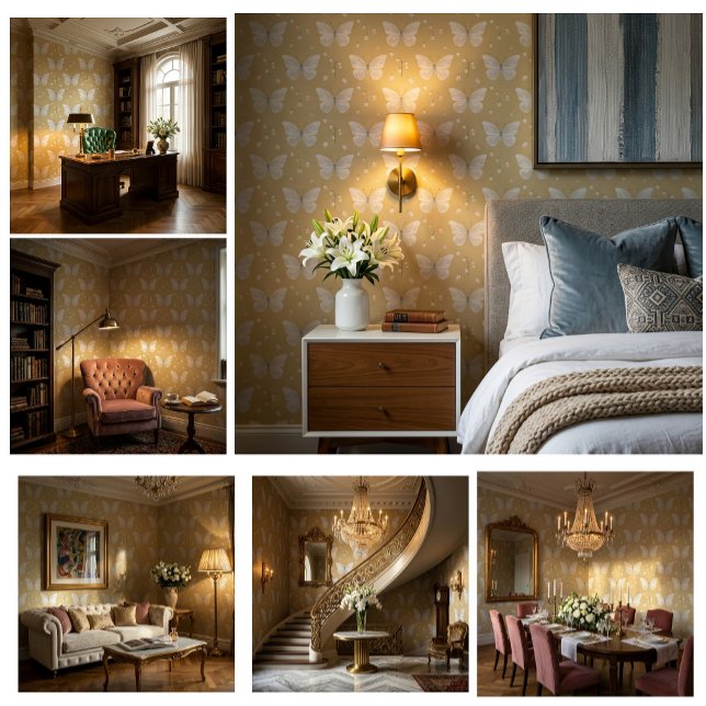 Belloria Wings Butterfly Peel & Stick Wallpaper (Graceful wings. Gentle blossoms. Timeless walls that welcome every guest.)
