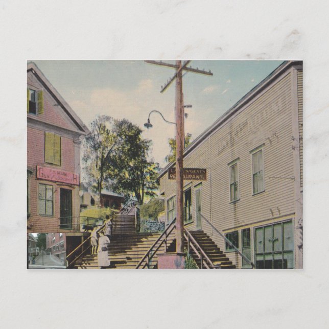bellows falls, vermont vintage stairs post card (Front)