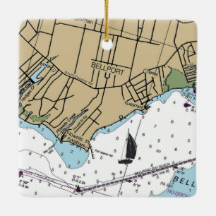 Bellport NY Chart Ceramic Ornament