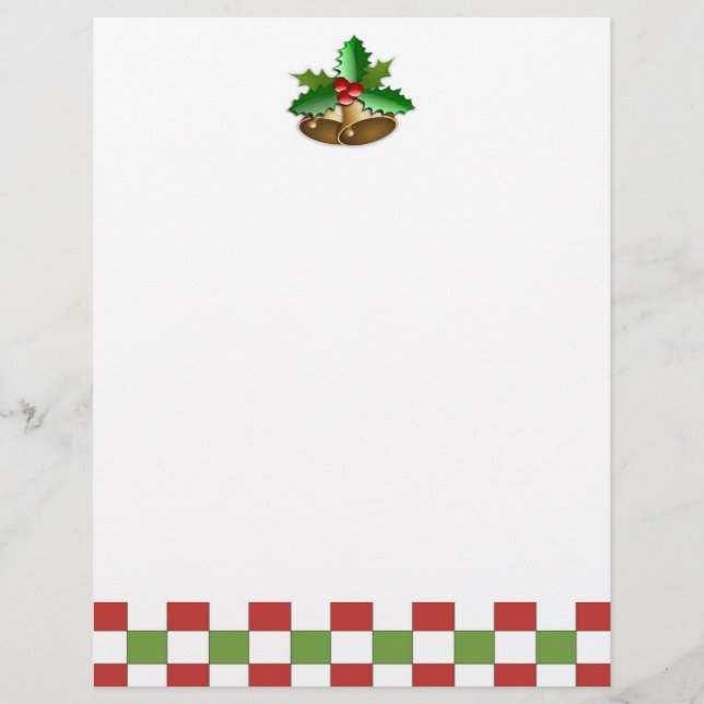 Bells and Holly Christmas Letter Paper (Front)