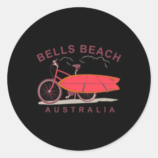 Bells Beach Australia Surfboard Bike Surfer Classic Round Sticker