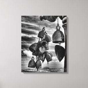 bells in buddhist temple in Thailand in evening Canvas Print