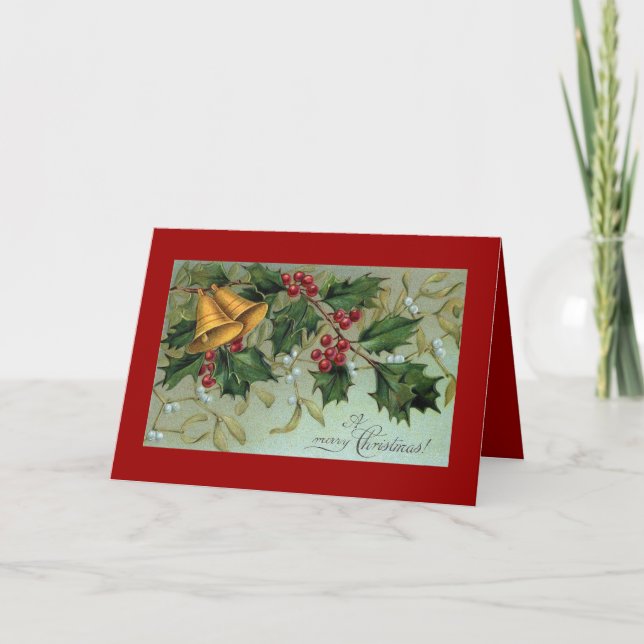 Bells of Holly Christmas Greeting Card (Front)