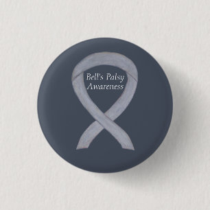 Bell's Palsy Silver Awareness Ribbon Custom Pin