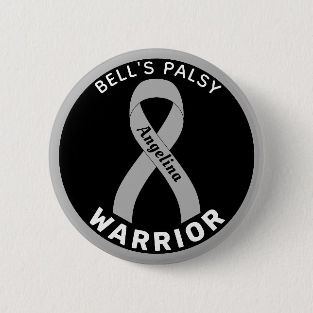 Bell's Palsy Warrior Ribbon Black Button (Front)