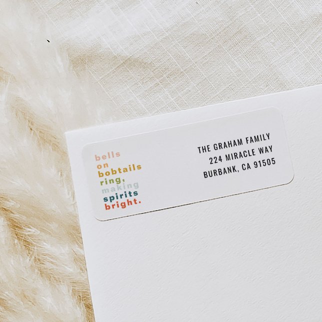 Bells sur Bobtails Adresse de retour (Bells on Bobtails festive Christmas carol return address labels.)
