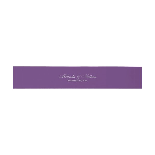 Belly Band | Personalized Purple, Grey | Wedding Invitation Belly Band (Flat)