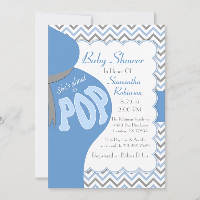 Belly Bump She's About to POP Shower Invitation (Front)