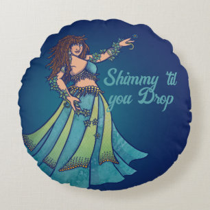Belly Dancer Ruby Teal Art  Round Pillow