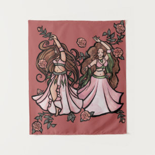 Belly Dancers Roses Pink Mauve Rose Belly Dance Tapestry