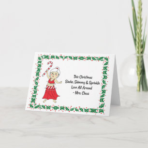Belly Dancing Mrs. Claus Holiday Card