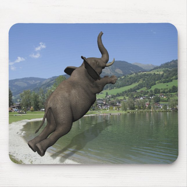 Belly Flop Elephant Mouse Pad (Front)