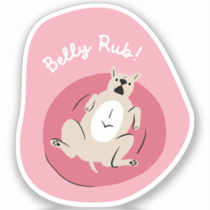 "belly rub" funny dog illustrated pink retro