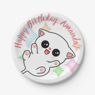 Belly Rub Time Kitten Paper Plate