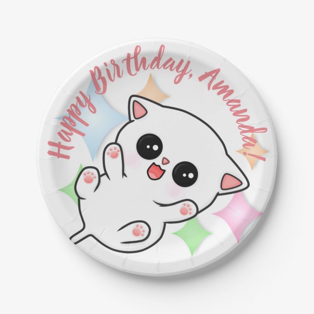 Belly Rub Time Kitten Paper Plate (Front)