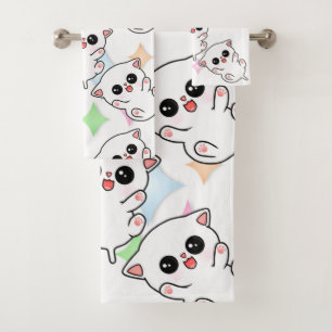 Belly Rub Time Kitten Pattern Bath Towel Set