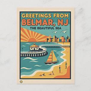 Belmar NJ Jersey Shore Retro Postcard