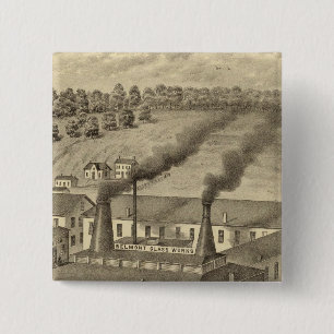 Belmont Glass Works, Bellaire, Ohio 2 Inch Square Button
