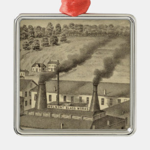 Belmont Glass Works, Bellaire, Ohio Metal Ornament