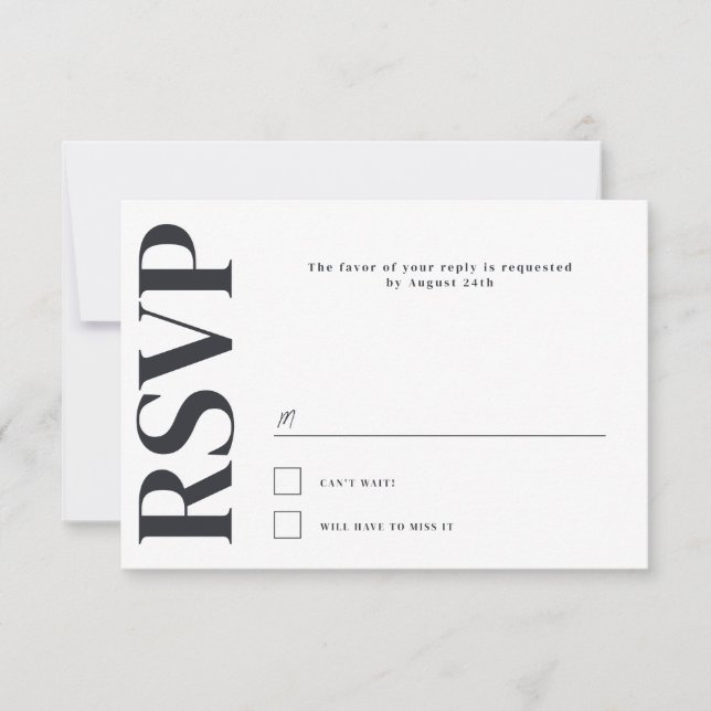 Belmont Typography Wedding RSVP Card (Front)