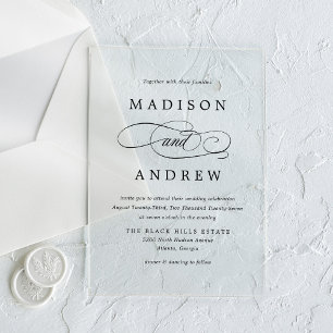 Beloved Black Calligraphy Wedding Acrylic Invitations