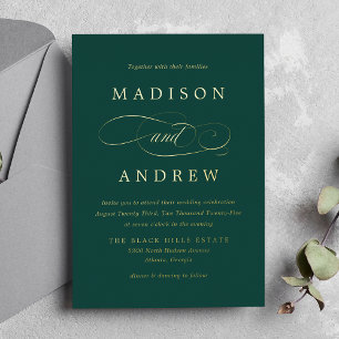 Beloved Emerald Green and Gold Calligraphy Wedding