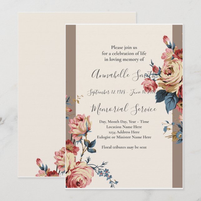 beloved  Loving Memory Invitation (Front/Back)