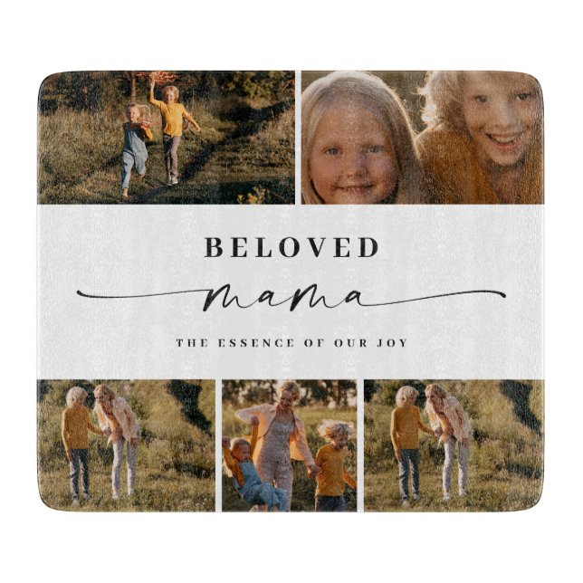 Beloved Mama Mom Happy Mother's Day Photo Collage Cutting Board (Front)