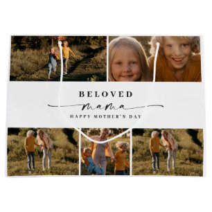 Beloved Mama Mom Happy Mother's Day Photo Collage Large Gift Bag