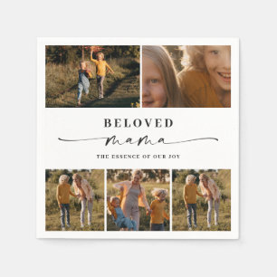 Beloved Mama Mom Happy Mother's Day Photo Collage Napkin