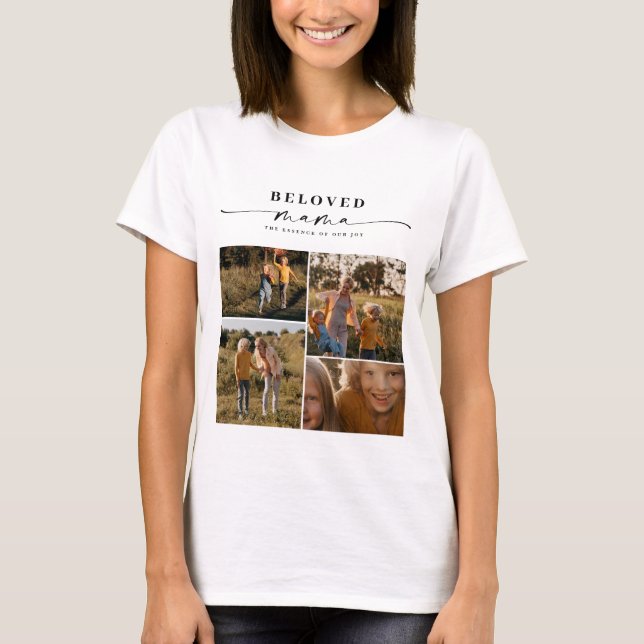 Beloved Mama Mom Happy Mother's Day Photo Collage T-Shirt (Front)