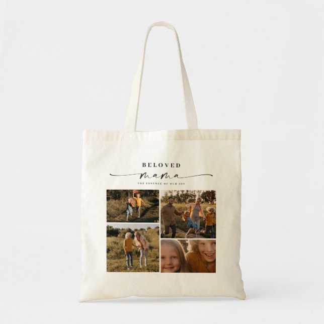Beloved Mama Mom Happy Mother's Day Photo Collage Tote Bag (Front)