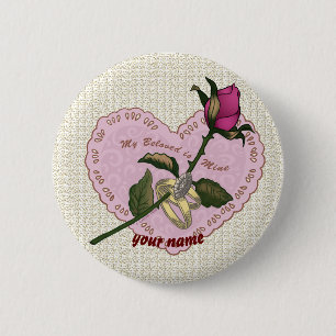 Beloved Mine Rose wedding button