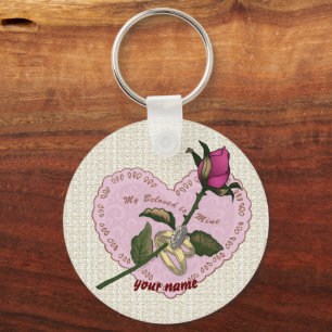 Beloved Mine Rose wedding  keychain